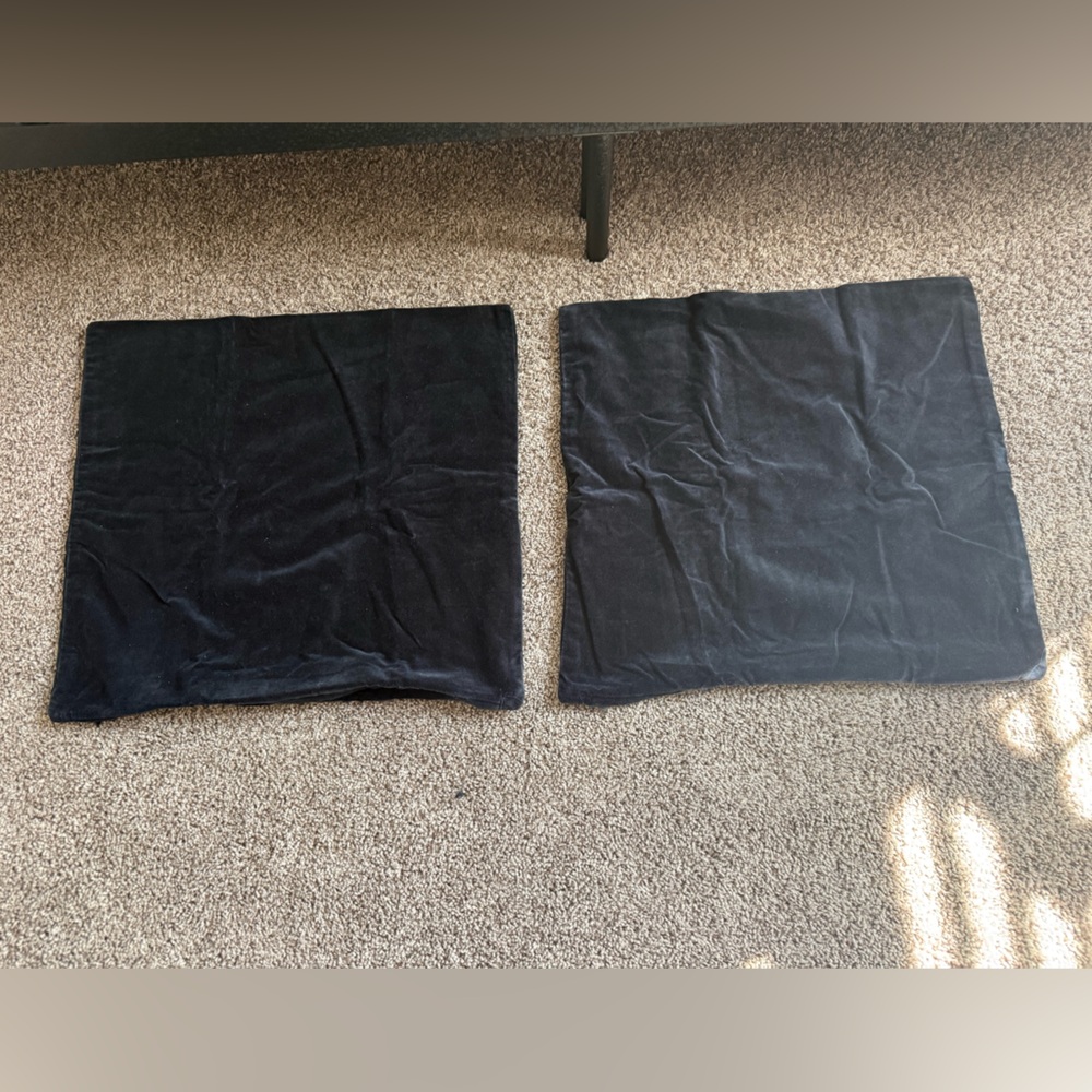 (2) IKEA - Sanela - Throw Pillow Covers - Navy Blue - Velvet - 20x20